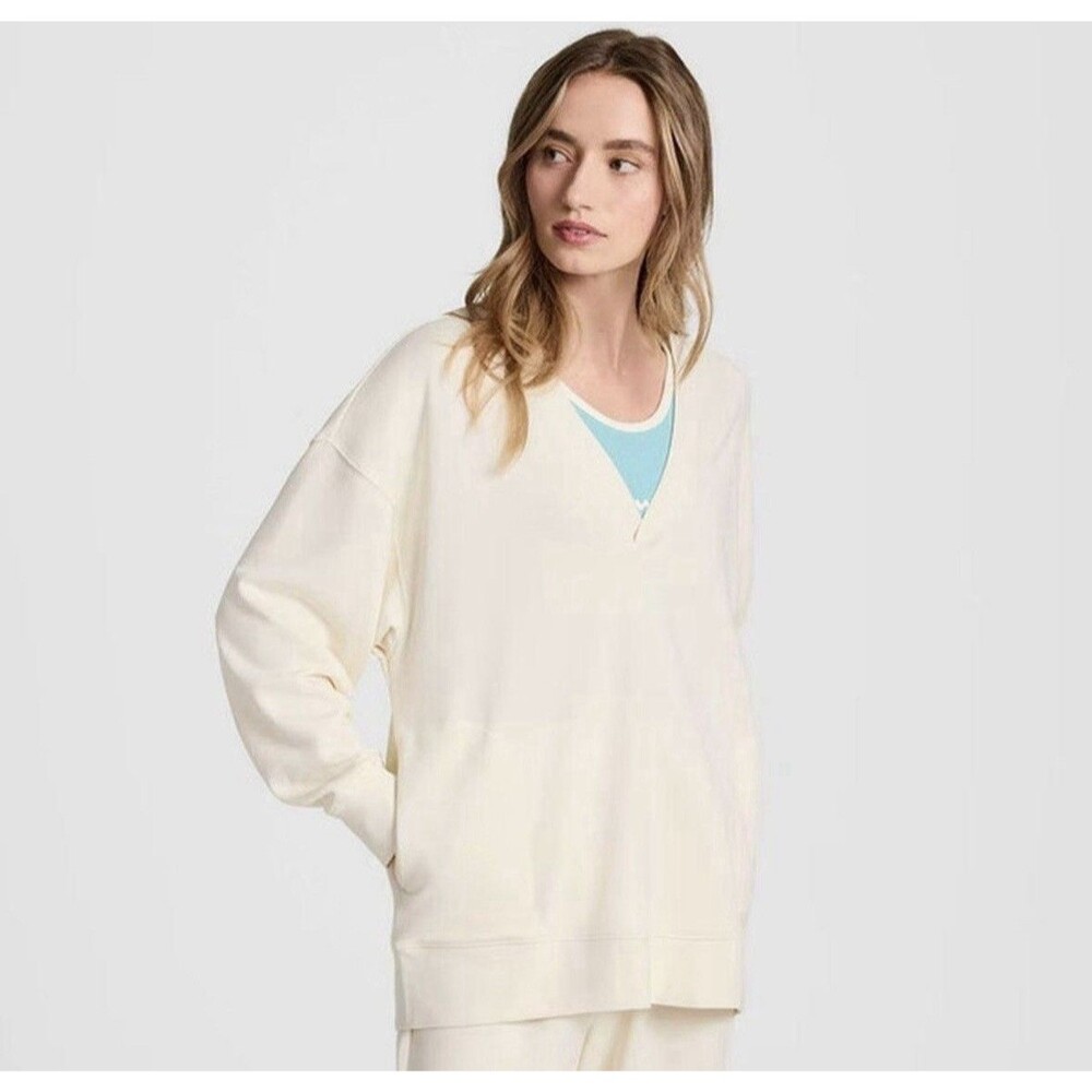 Champion Game Day Deep V Neck Tunic Pullover Color Unbleached Cotton Size M